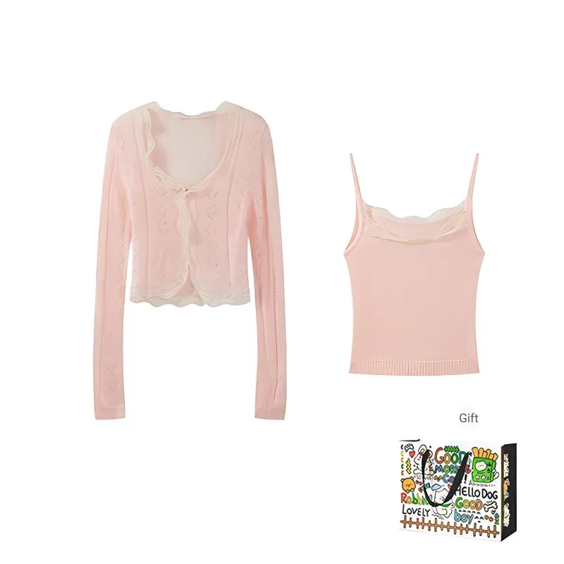 BVODE Knitwear Women's Cardigan+Camisole-0