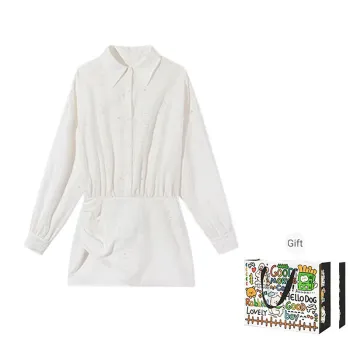 BVODE Long Sleeved Dress Women's Moon White
