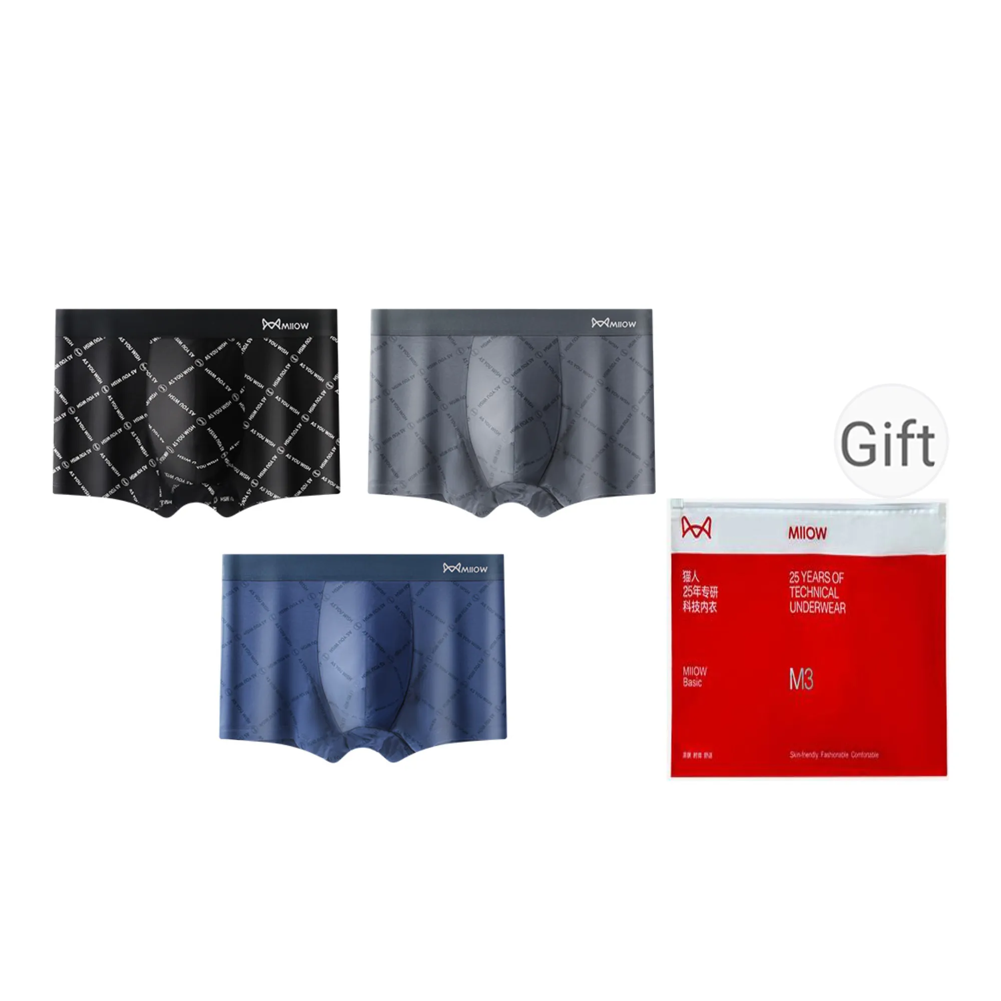 MIIOW Cool One Summer Series Underpants Men's Shopping Bag 3 Pack
