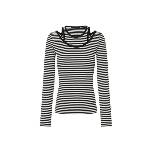 MOCO T Рубашка Женская Черно-Белые Полосы