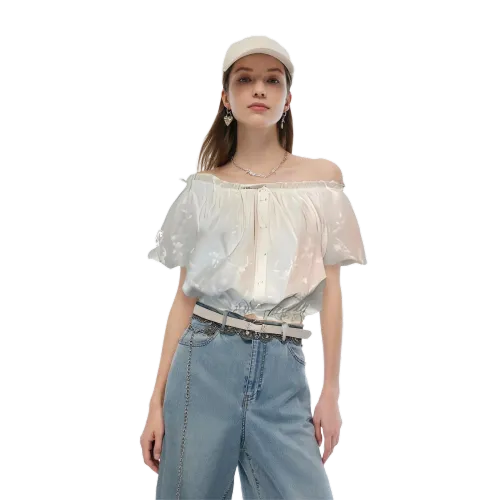 GOELIA 61X Абрикосовая основа вышивка женские рубашки