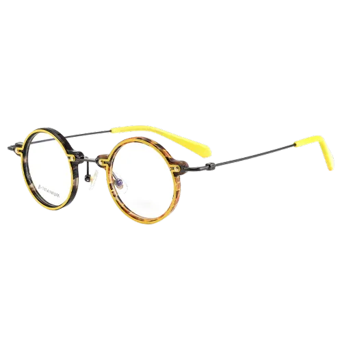 THANKSGIVING Титан Пластина And Титановый сплав Ацетат металла Круглые Оправы для очков Унисекс