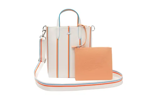 LACOSTE Рельефная сумка Tote из PVC сумка для покупок сумка обычного размера белый апельсин