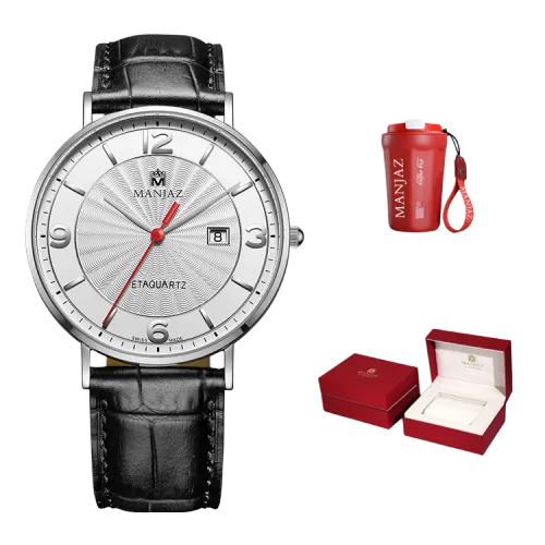 MANJAZ Кварцевый механизм Часы Мужские Белый циферблат
