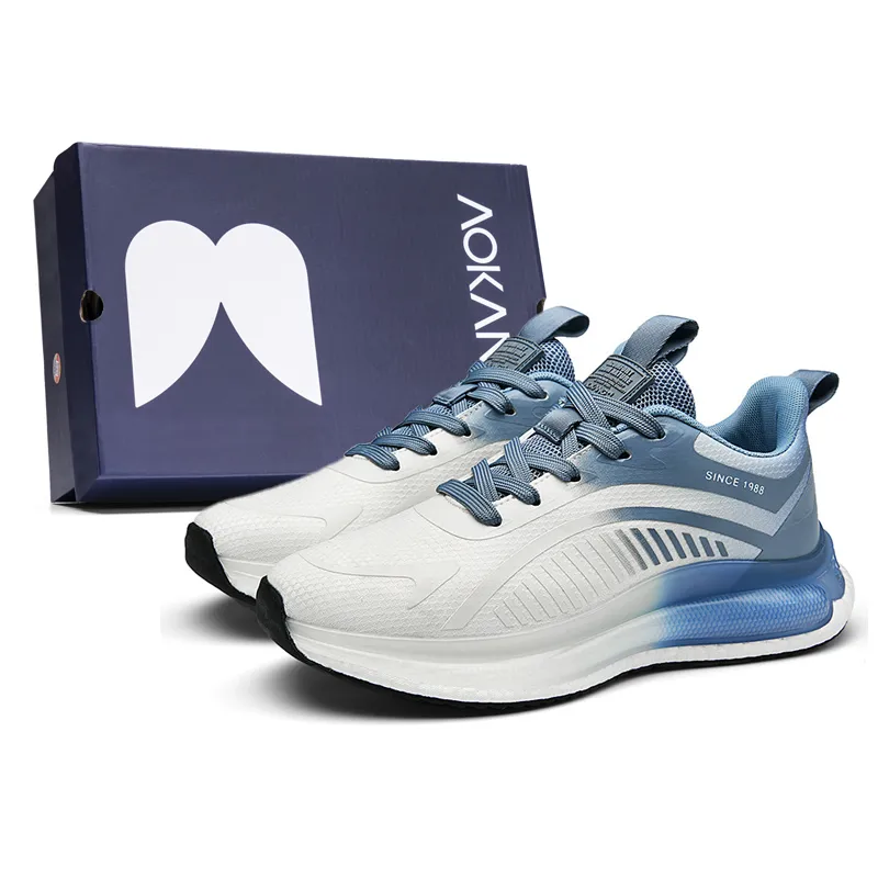 AOKANG Low Top Popcorn Casual Running Shoes Men's White Blue-1