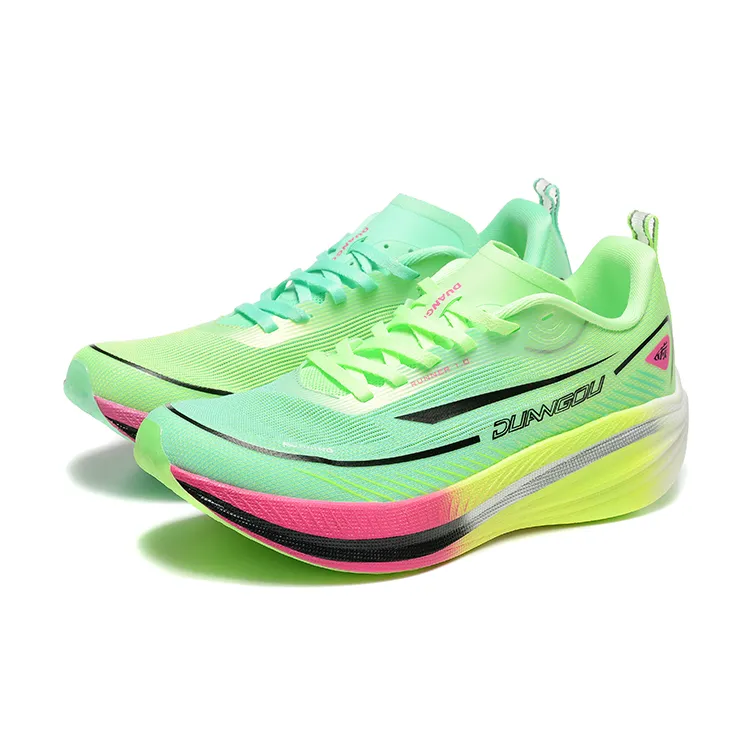 DUANGOU Running Shoes Unisex Low Top Neon Green/Black Pink/Mismatched Color-1