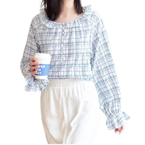 Dme Shirts Women's Blue Plaid Pattern