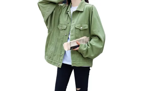 Dme Denim Jackets Women's Gray Bean Green