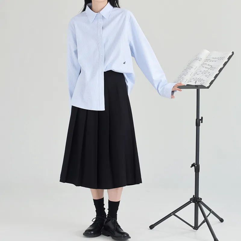 DESSUU Shirt Women's Blue White Stripes Color-4