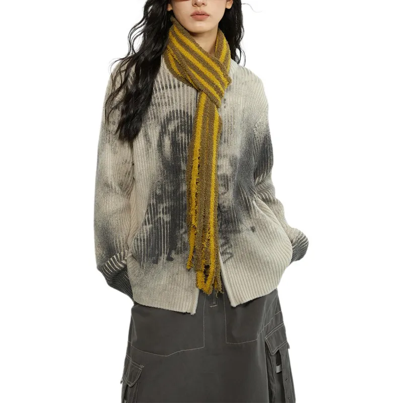 WULISHAONIAN Sweater Unisex Gray Apricot-1