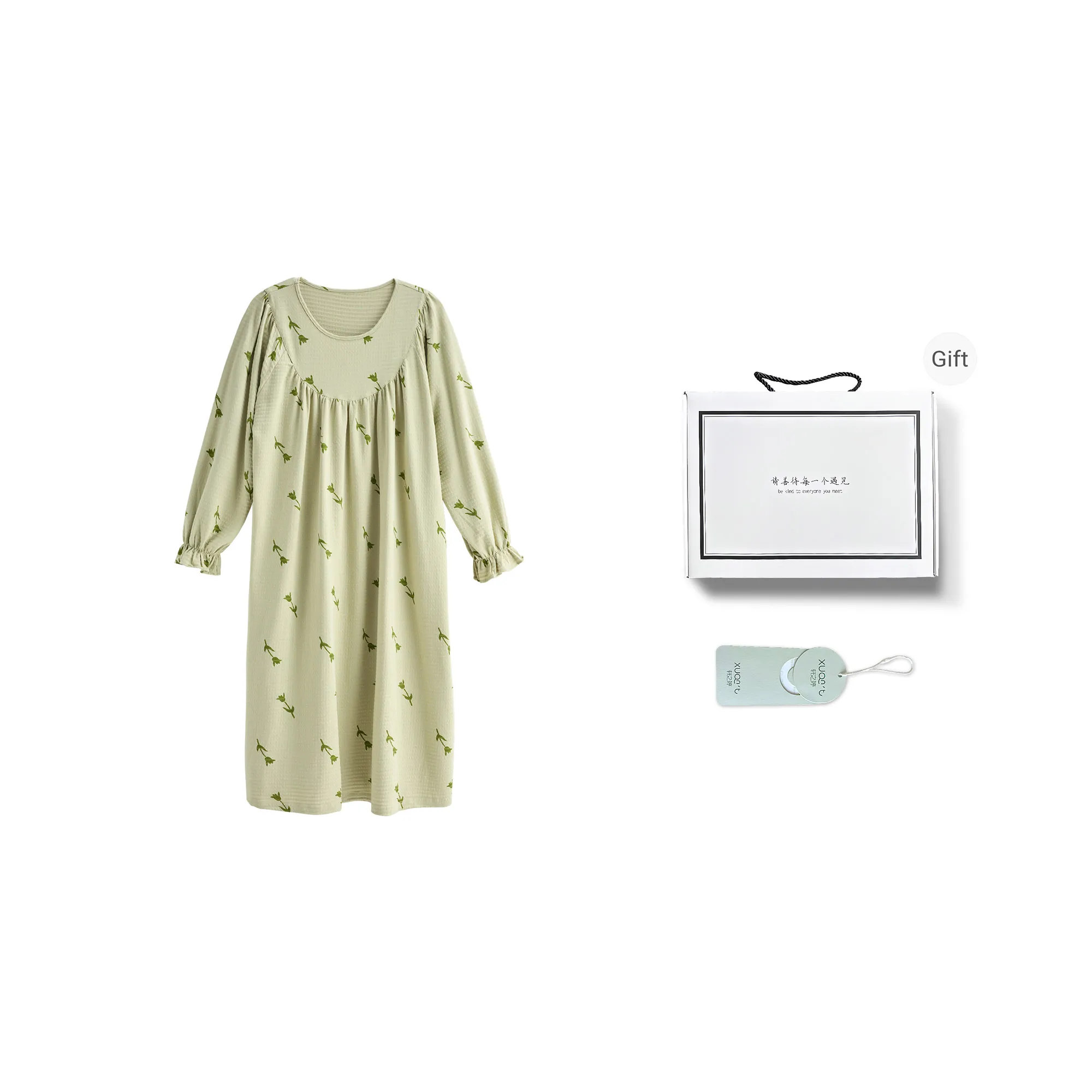 XUANZHITING Nightgown Gift Box Set Women's Light Green