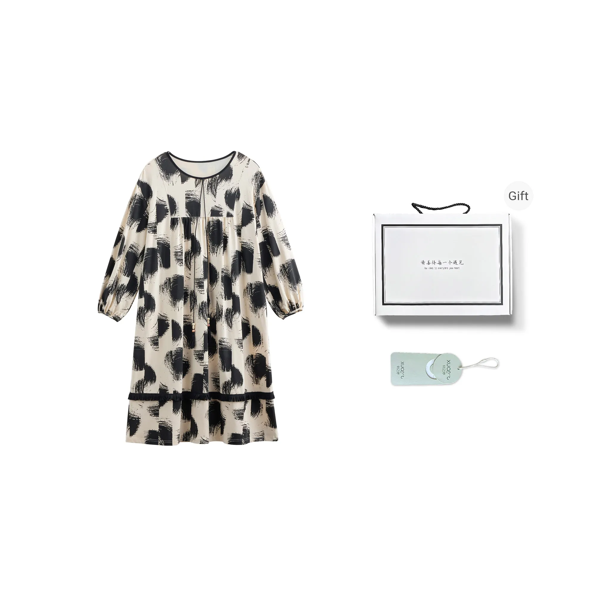 XUANZHITING Nightgown Gift Box Set Women's Ecru