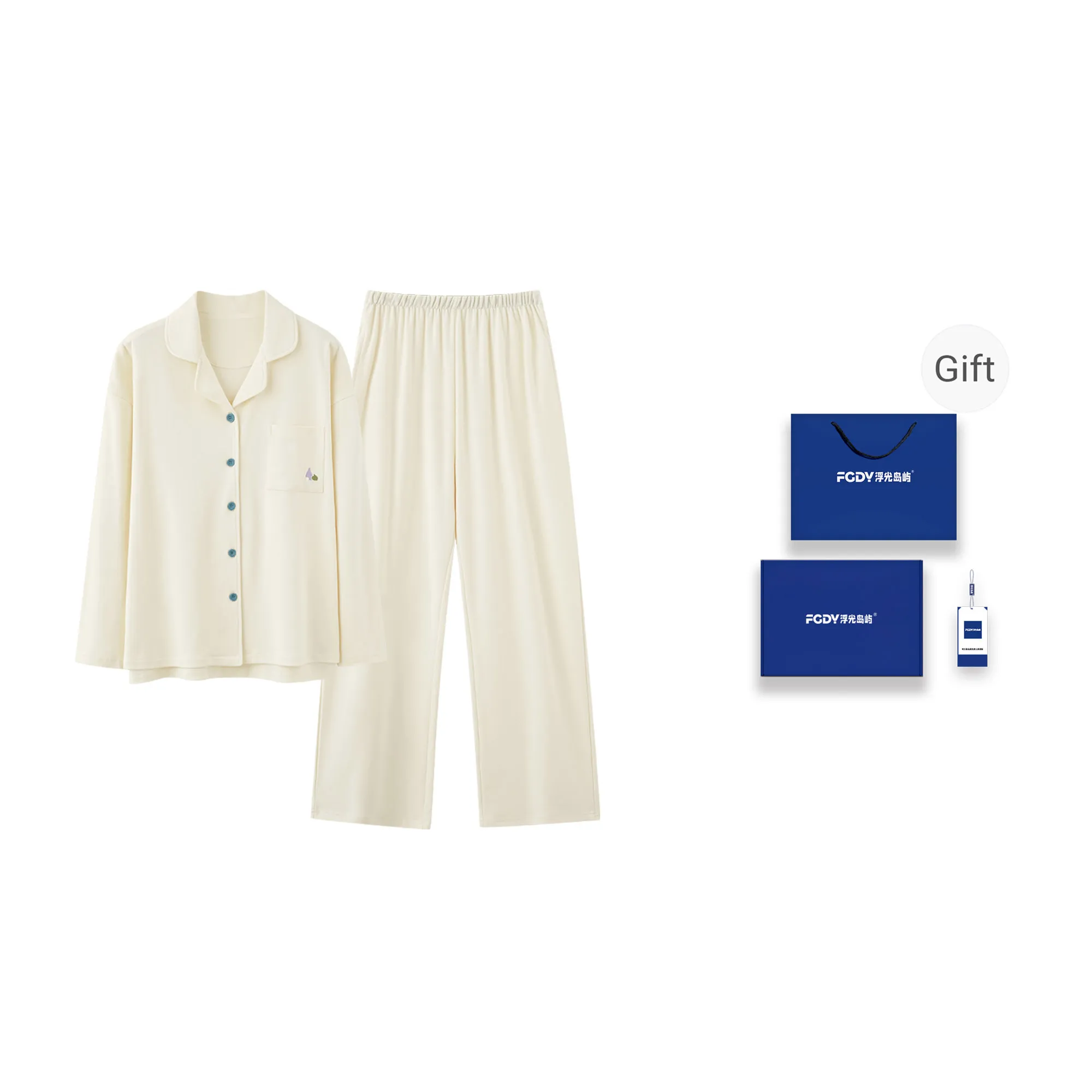 Floating Light Islands Pajama Set Women's Box White