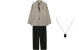 Khaki Business Suit+Black Pants
