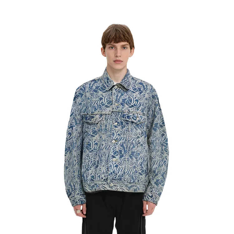 Supreme Script Jacquard Denim Trucker Jacket Washed Black