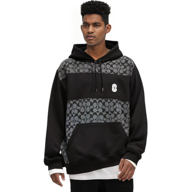 COACH Men Outlet Signature Hoodie Black POIZON