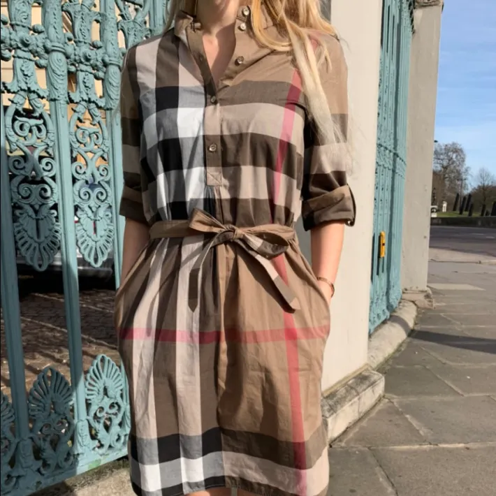 Burberry SS22 Women's Check Dress Brown
