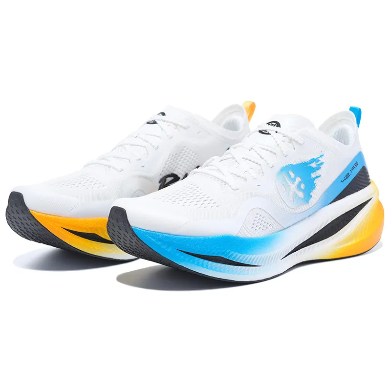 BMAI Carbon FLY Cushioning Support Breathable Low Top Running Shoes Men's White Yellow Blue-1