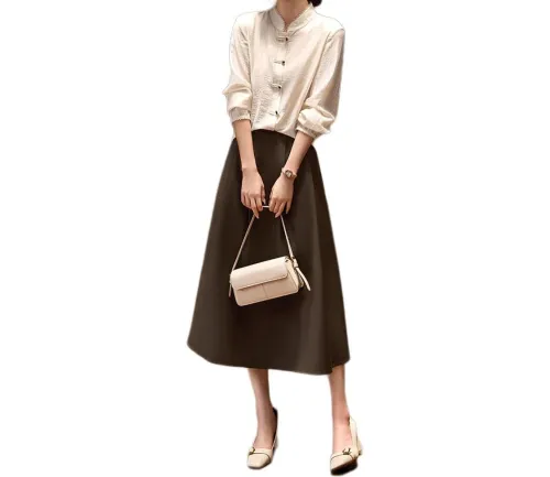 XWI Two Piece Skirt Sets Women's Beige And Coffee