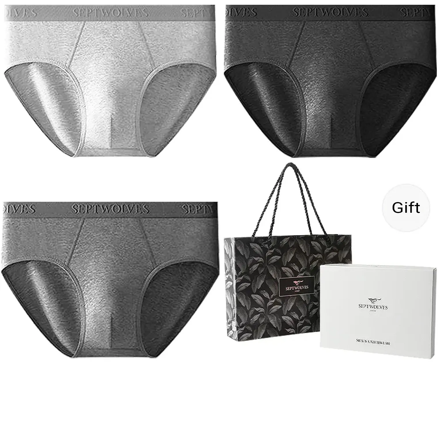 SEPTWOLVES Underpants Men's 3 Gift Box Sets+Shopping Bag