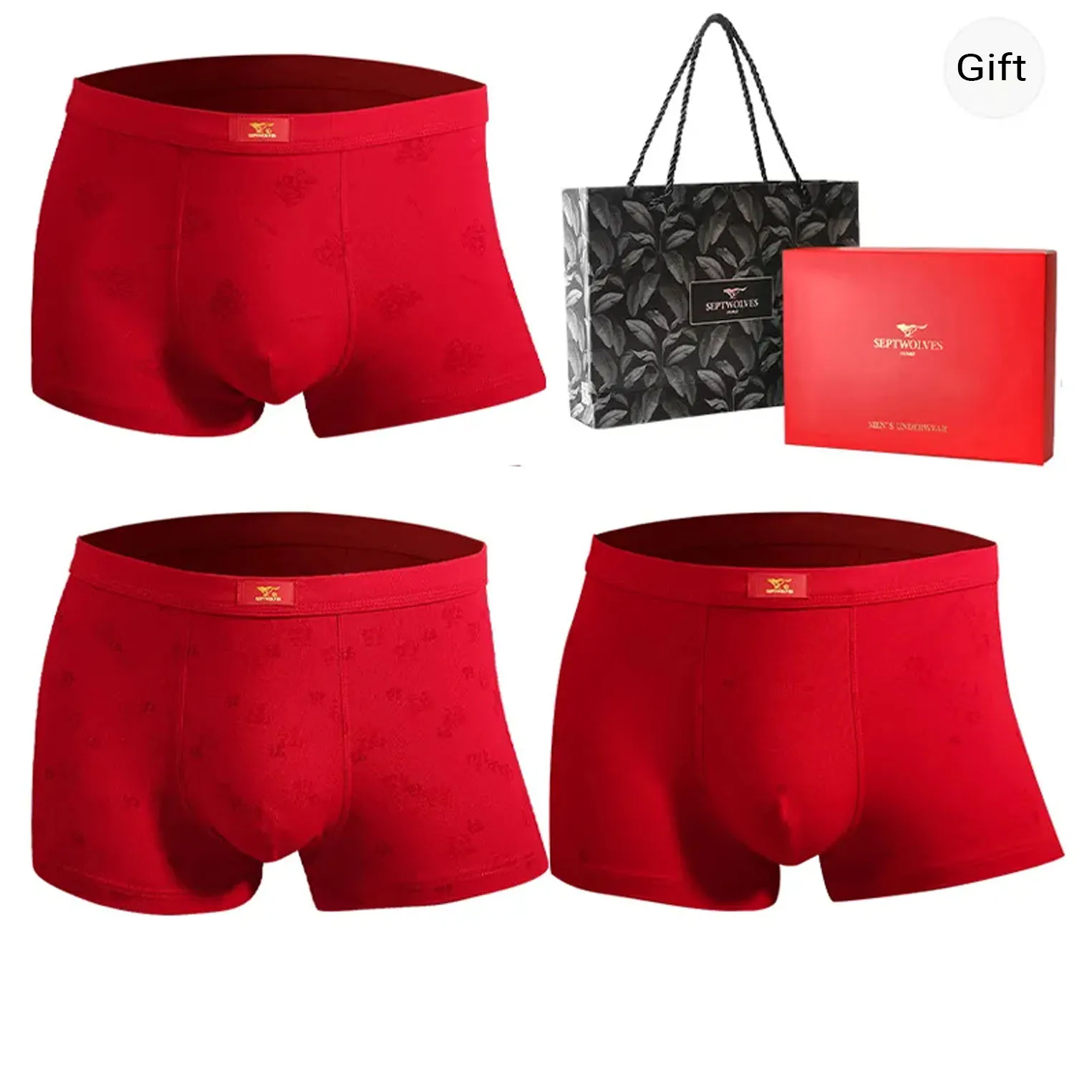 SEPTWOLVES Underwear Gift Box Men's 3 Pack+Shopping Bag