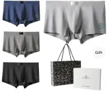 4 Pack Box Included (Black+Dark Navy Blue+Light Heather Gray+Dark Heather Gray) High Stretch Smooth/Antibacterial Gusset/Exquisite Box