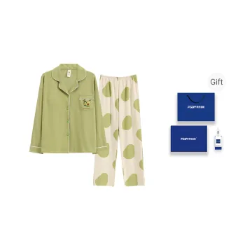 Floating Light Islands Pajama Set Women's Gift Box Set Green
