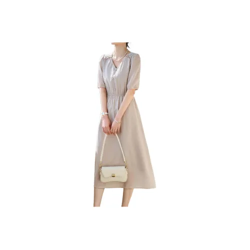 Still Quiet Short Sleeved Dress Women's Light Khaki