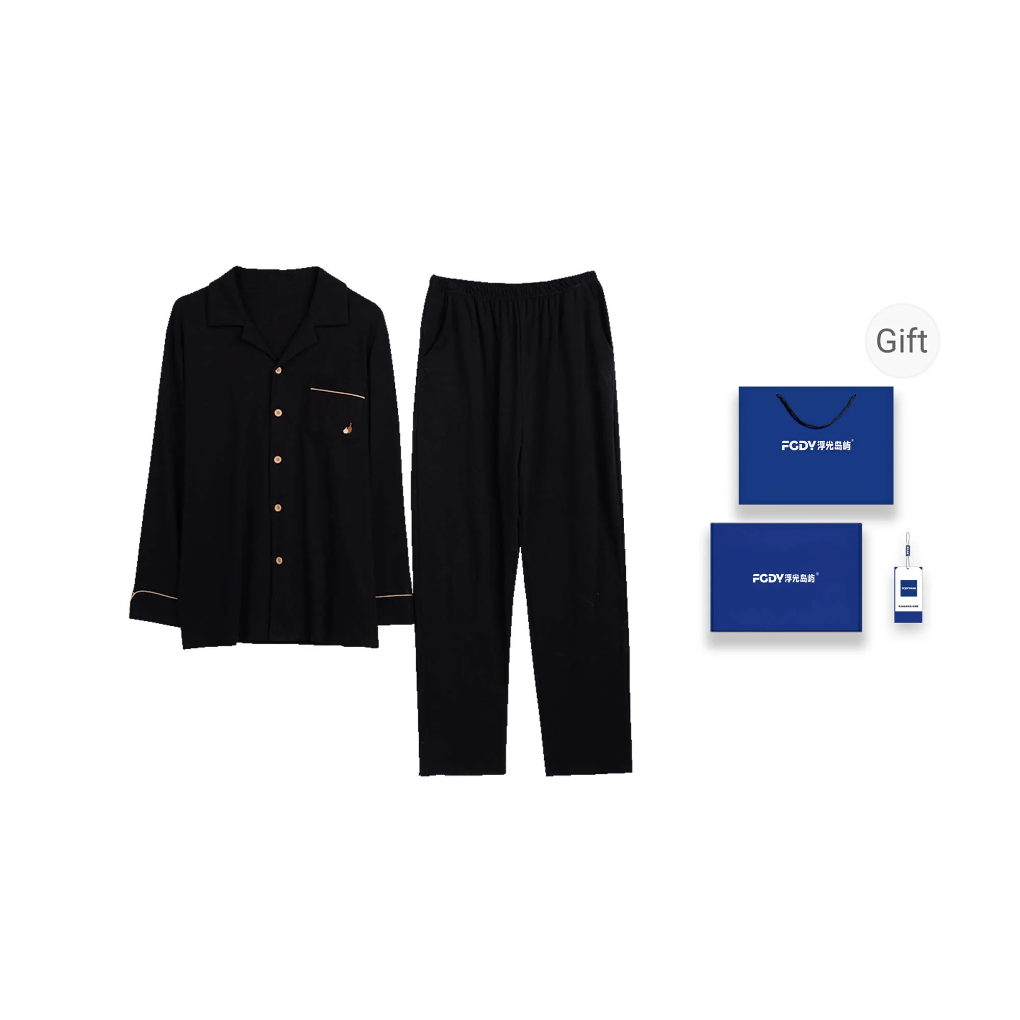 Floating Light Islands Pajama Set Men's Box Black