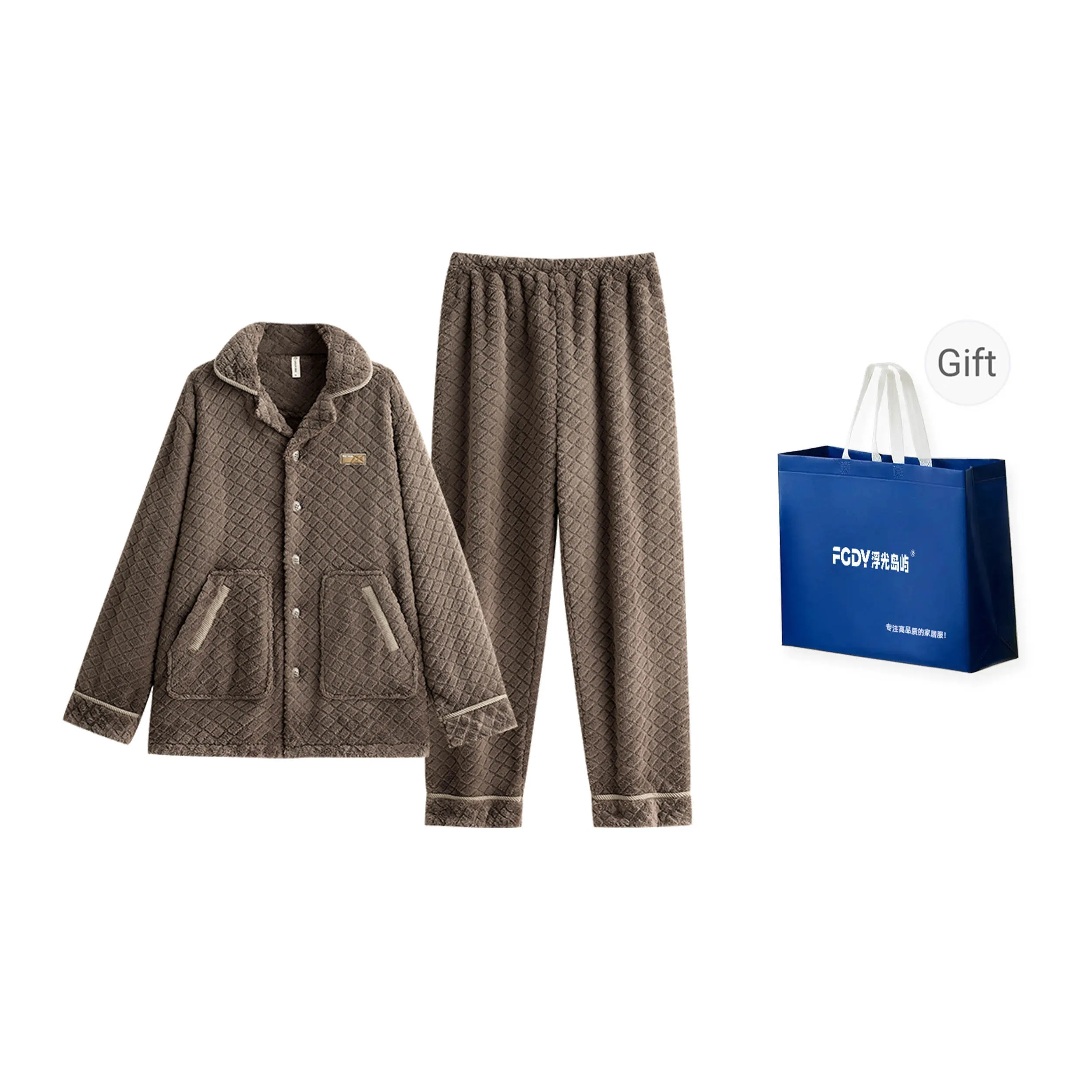 Floating Light Islands Pajama Set Shopping Bag Men's Tan