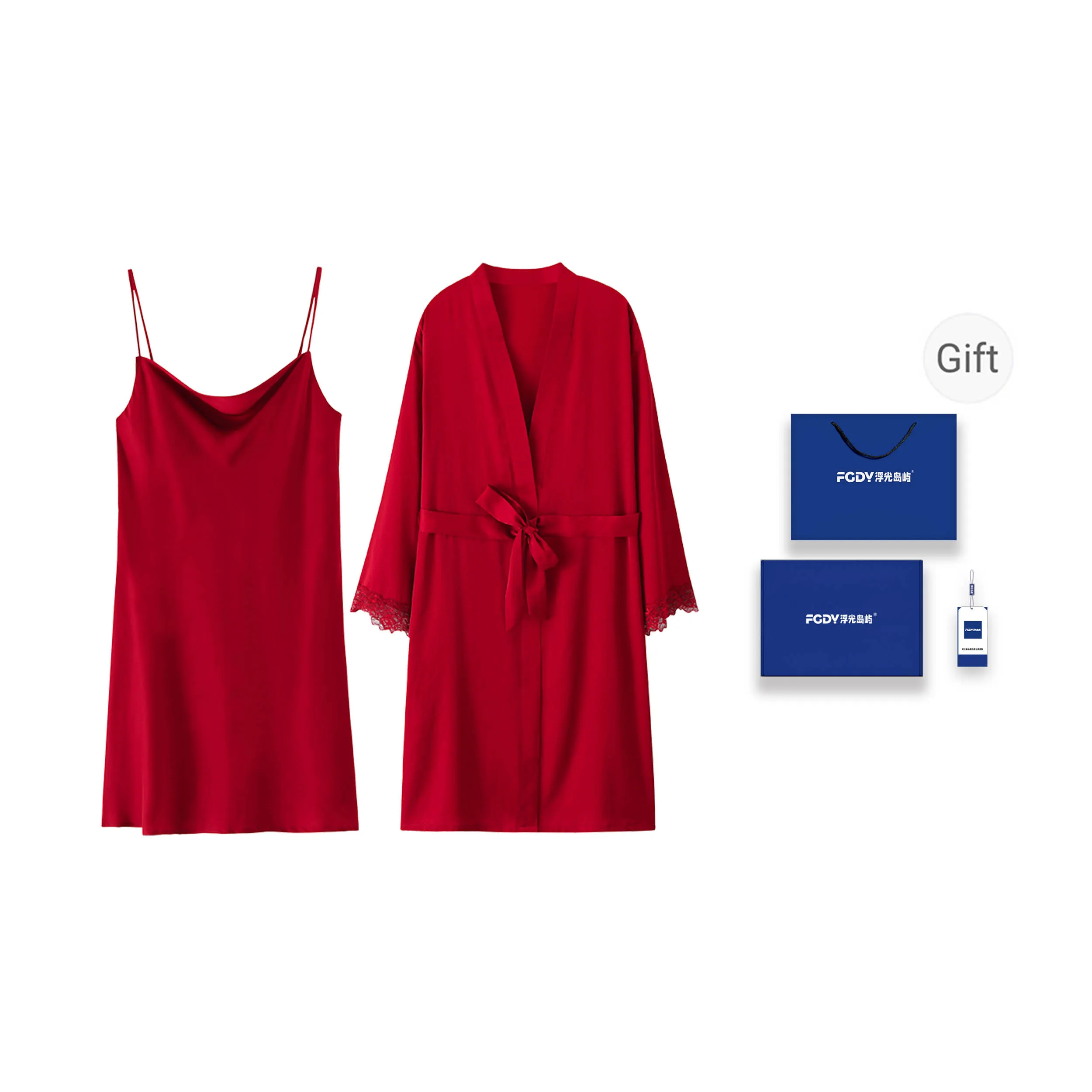 Floating Light Islands Pajama Gift Boxes Women's Red