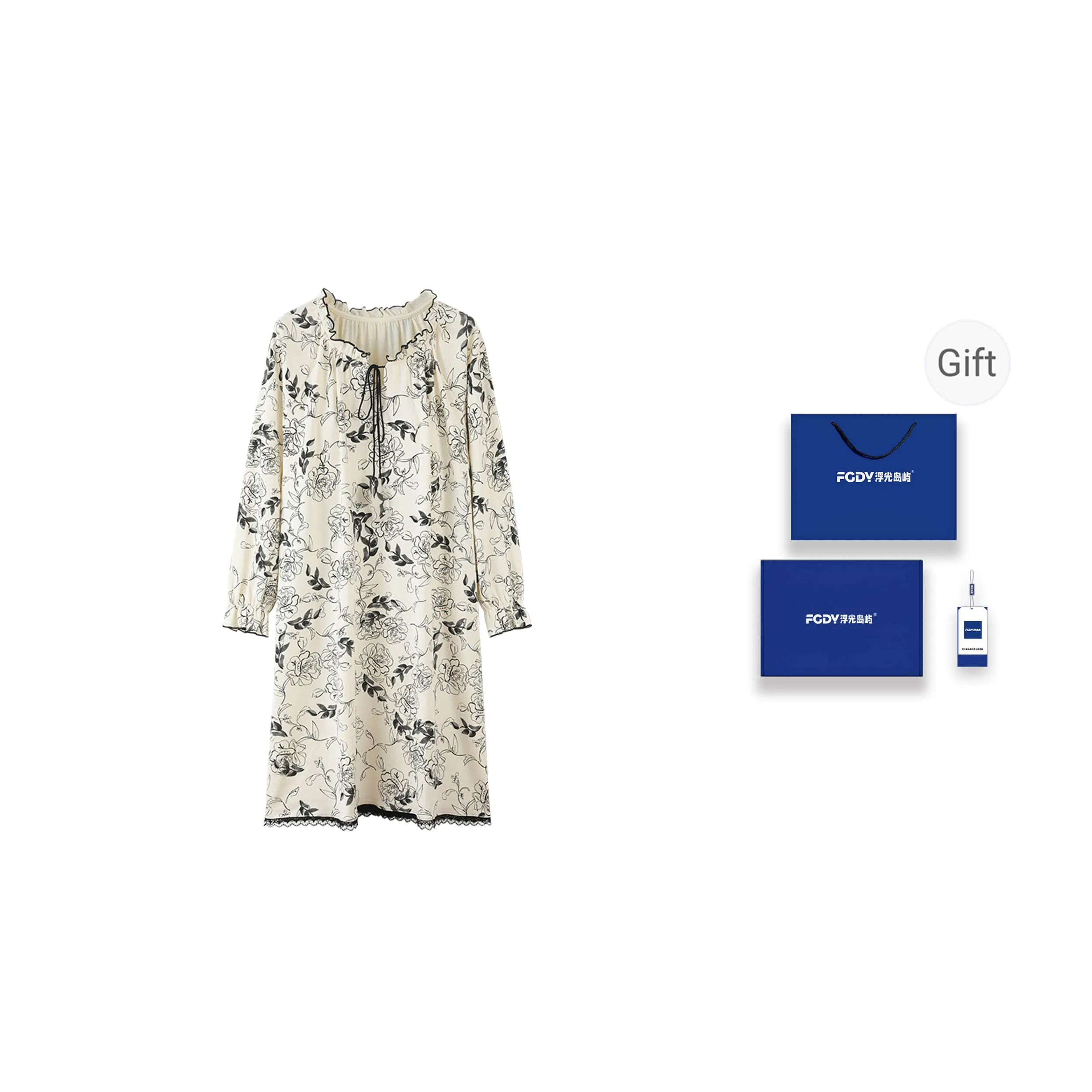 Floating Light Islands Nightgown Women's Gift Box Set Ecru