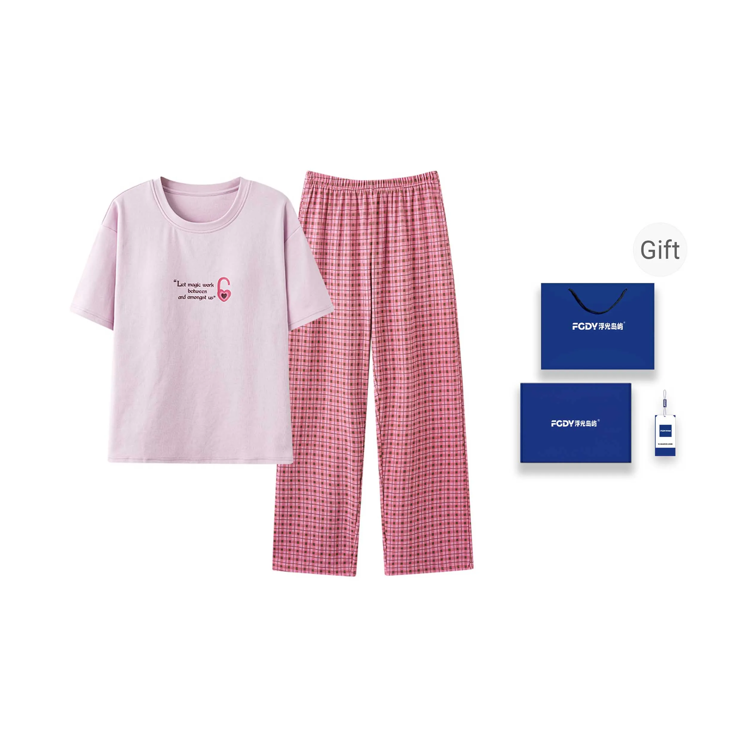 Floating Light Islands Pajama Set Women's Gift Box Set Pink Purple