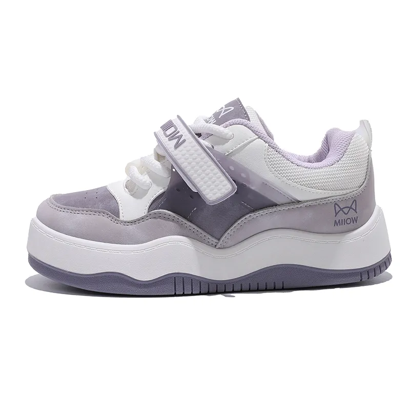 MIIOW Trend Party Series Coverage Wear Resistant Lightweight Height Increasing Low Top Skateboard Shoes Women's-7