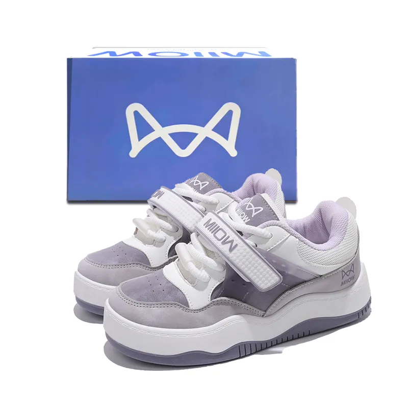 MIIOW Trend Party Series Coverage Wear Resistant Lightweight Height Increasing Low Top Skateboard Shoes Women's-8