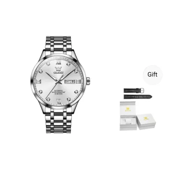 OLEVS Wisdom Series Mechanical Movement Stainless Steel Watchband Watch Men's Watches White Dial