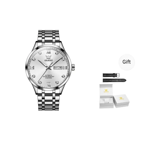 OLEVS Wisdom Series Mechanical Movement Stainless Steel Watchband Watch Men's Watches White Dial