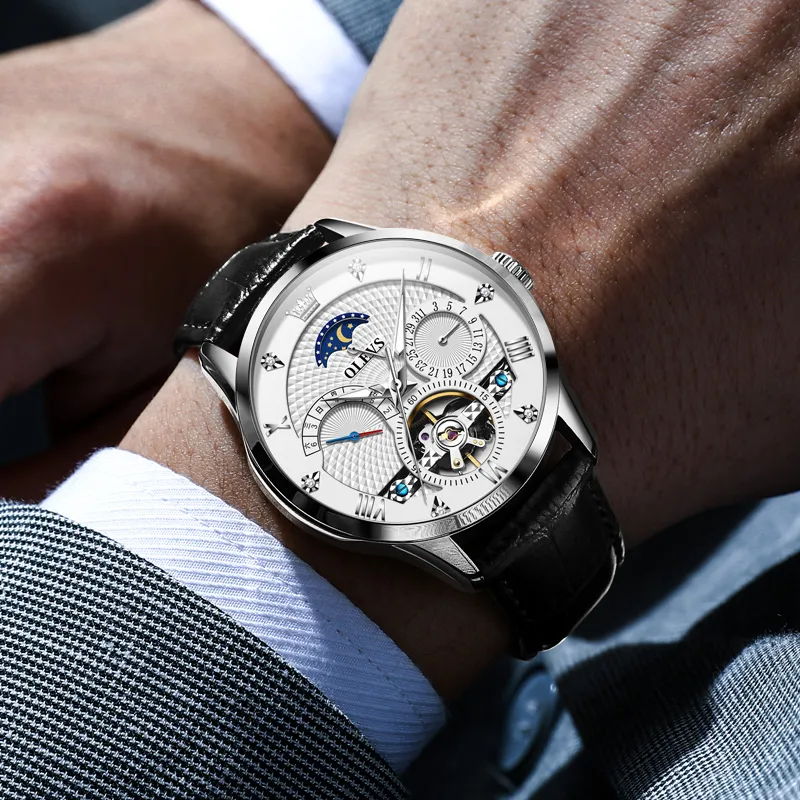 OLEVS Play The Cool Series Mechanical Movement Watch Men's Watches White Dial-3