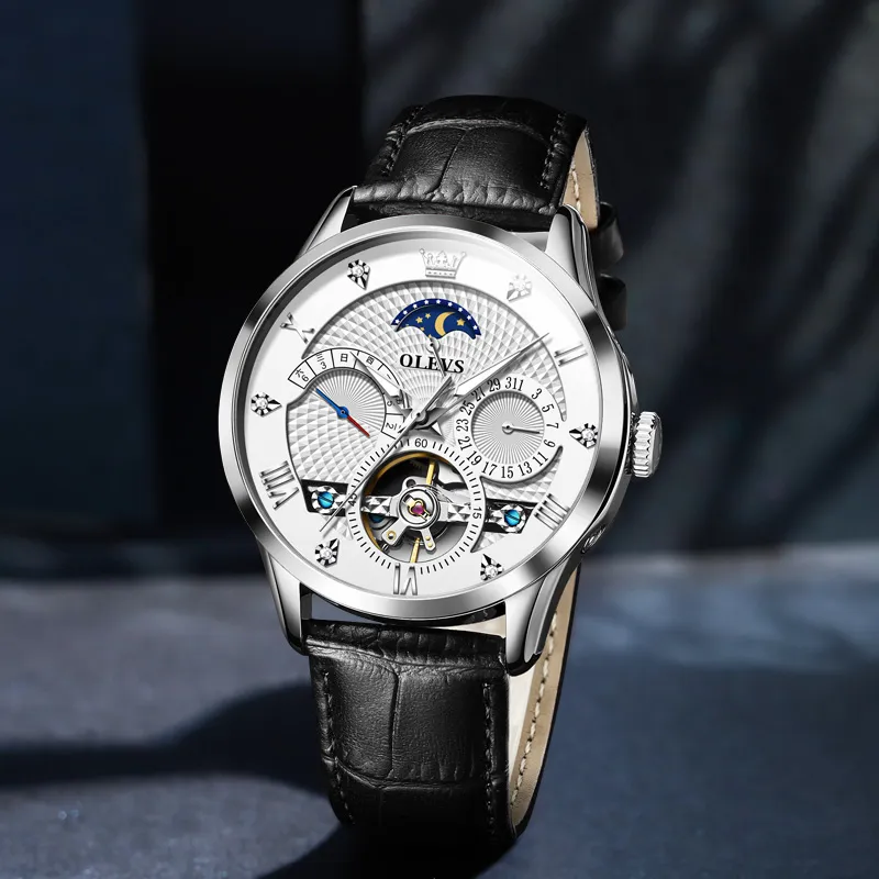 OLEVS Play The Cool Series Mechanical Movement Watch Men's Watches White Dial-5