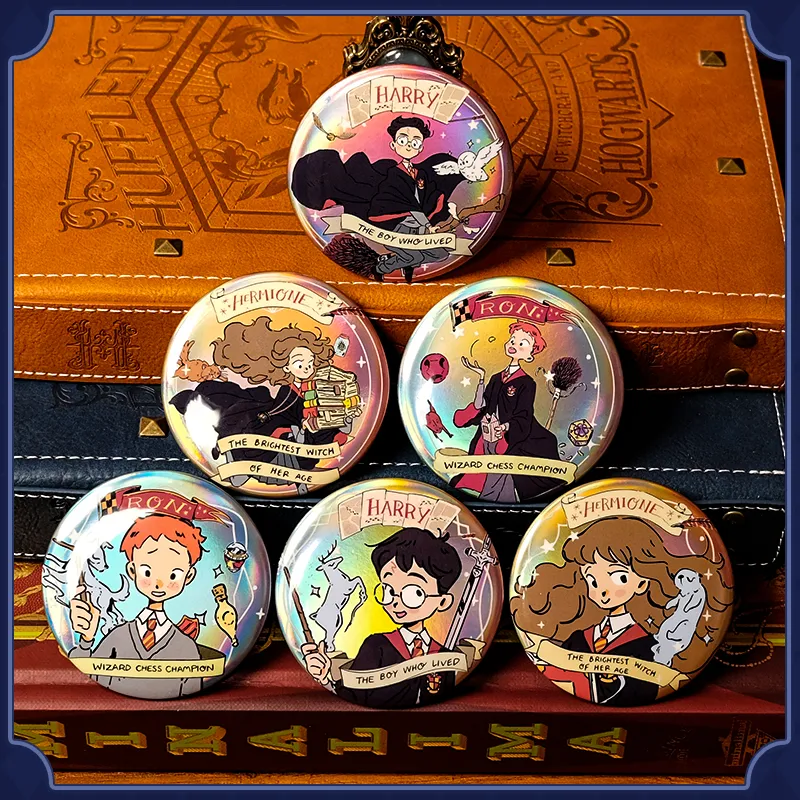 OTRAINBOW Hermione Granger, Ron Weasley Magic Preppy Merch Tinplate Blind Bag Beancurd Badge Badges-0