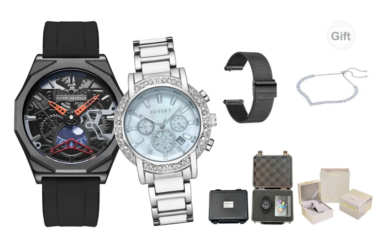 FEYERT Mechanical Movement Silicone Strap Watch Unisex Black Dial-18