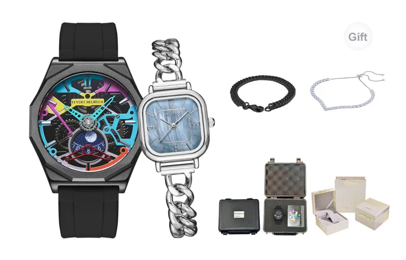 FEYERT Mechanical Movement Silicone Strap Watch Unisex Black Dial-13
