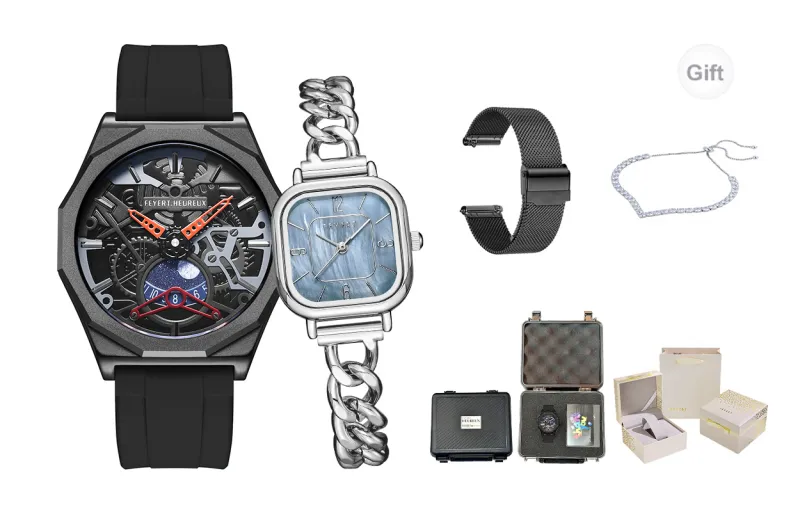 FEYERT Mechanical Movement Silicone Strap Watch Unisex Black Dial-17