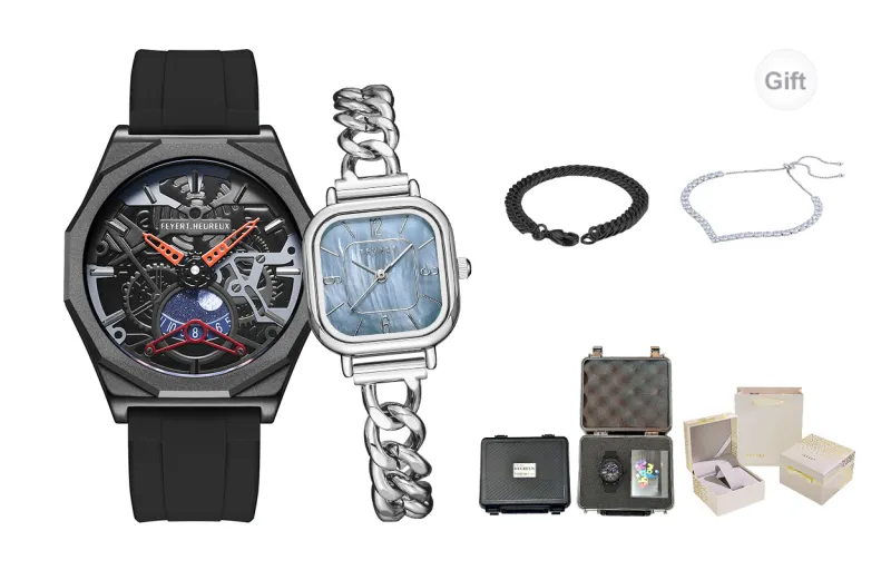 FEYERT Mechanical Movement Silicone Strap Watch Unisex Black Dial-8