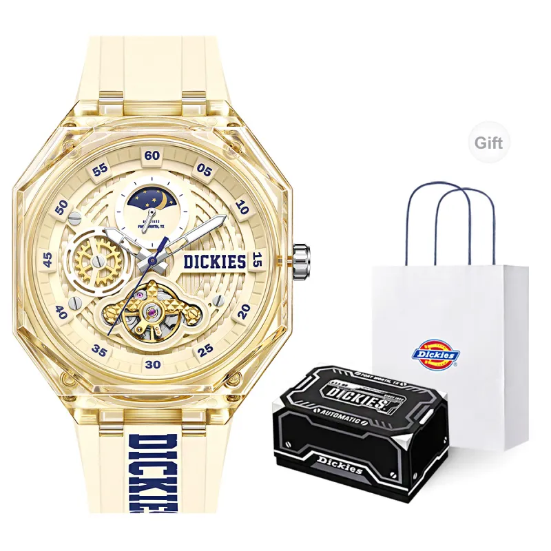 Dickies Starlight Collection Wrist Watch Mechanical Movement Cut Out Dial Unisex Shopping Bag+Box-16