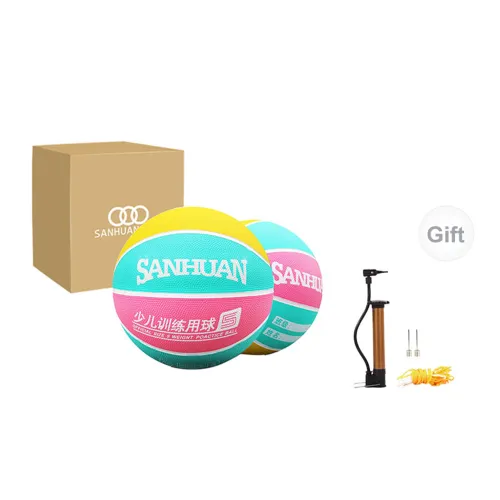 THREEHUAN Rubber Basketball Pink Green Yellow Size 5 Training Kids'