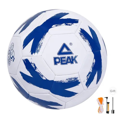 PEAK Size 5 Soccer PVC Machine Stitched Soccer Ball Unisex Blue White