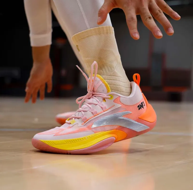 Anta Instantaneous 1 Honey Peach Low Top Basketball Shoes Men's Pink-6