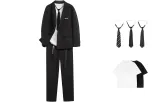 Set (black suit + black trousers) with tie + t-shirt
