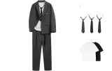 Set (gray suit + gray trousers) with tie + t-shirt